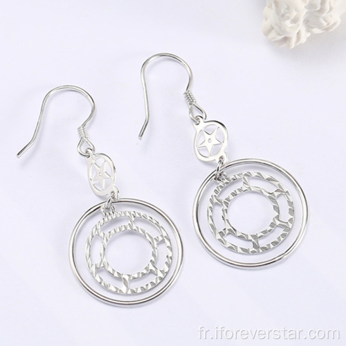 Bijoux Boho Grand Blanc CZ 925 Boucles d&#39;oreilles en argent